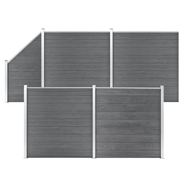 Gossi set panouri gard, 4 patrate + 1 oblic, gri, 792 x 186 cm, wpc