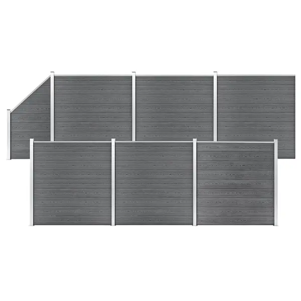 Gossi set panouri gard, 6 patrate + 1 oblic, gri, 1138x186 cm, wpc