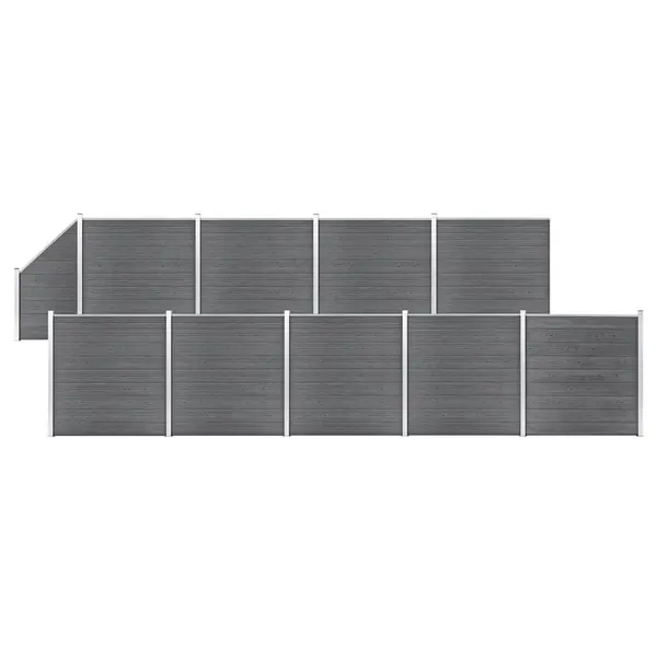Gossi set panouri gard, 9 patrate + 1 oblic, gri, 1657x186 cm, wpc