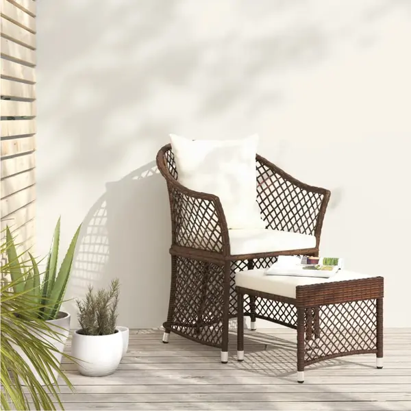Gossi set sezlong de gradina cu perne, 2 piese, maro, poliratan