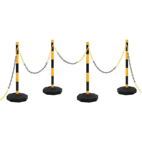 Gossi set stalp semnalizare trafic, cu lant din plastic de 10 m