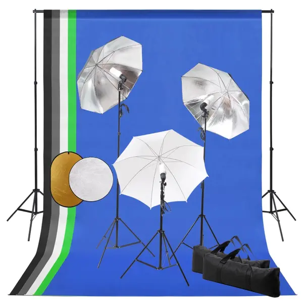 Gossi set studio foto cu lampi, umbrele, fundal si reflector