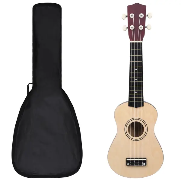 Gossi set ukulele soprano, cu husa, pentru copii, natural, 21