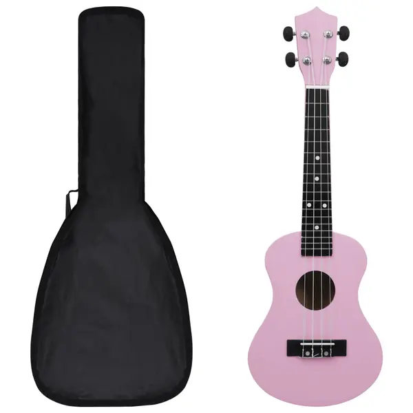 Gossi set ukulele soprano pentru copii, cu husa, roz, 23