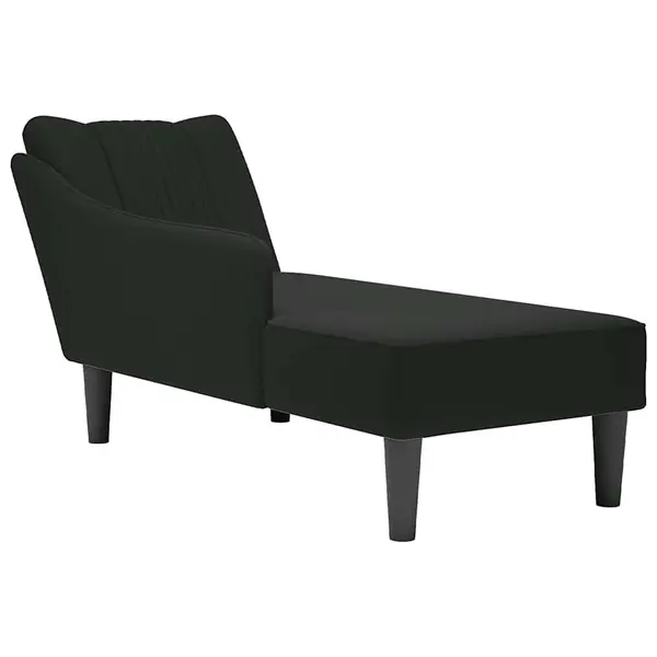 Gossi sezlong cu cotiera dreapta catifea neagra