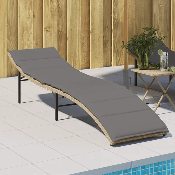 Gossi sezlong cu perna, bej, 55x199x50 cm, poliratan