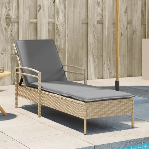 Gossi sezlong cu perna, bej, 63x200x81 cm, poliratan