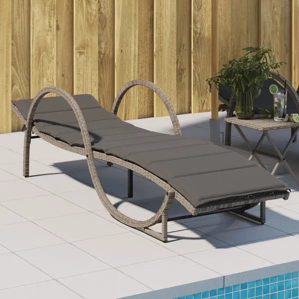 Gossi sezlong cu perna, gri, 60x199x42 cm, poliratan