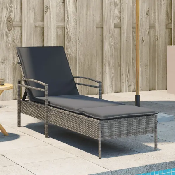 Gossi sezlong cu perna, gri, 63x200x81 cm, poliratan