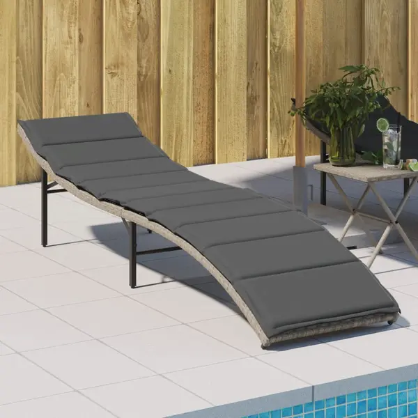 Gossi sezlong cu perna, gri deschis, 55x199x50 cm, poliratan
