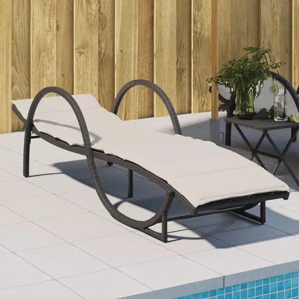 Gossi sezlong cu perna, negru, 60x199x42 cm, poliratan