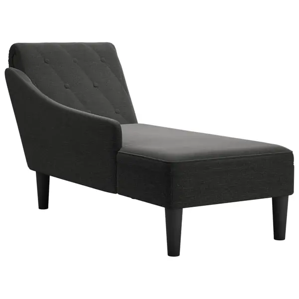 Gossi sezlong cu perna si cotiera dreapta, negru, textil