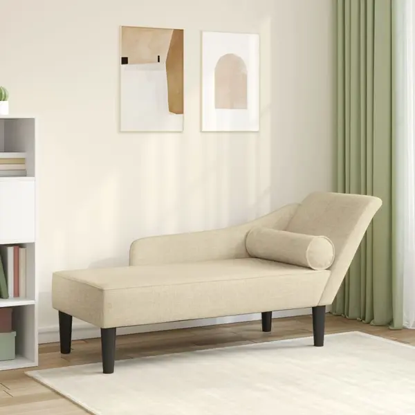 Gossi sezlong cu perne, crem, material textil