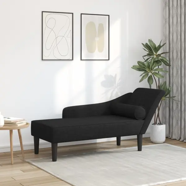 Gossi sezlong cu perne, negru, material textil