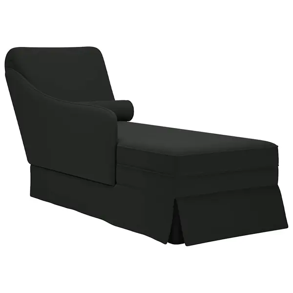 Gossi sezlong cu suport si cotiera dreapta catifea neagra