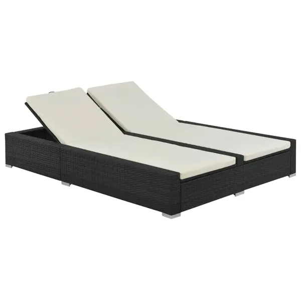 Gossi sezlong de plaja dublu, negru, poliratan
