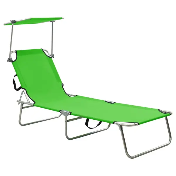 Gossi Șezlong pliabil cu baldachin, otel, verde mar