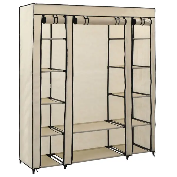 Gossi Șifonier cu bare si compartimente, crem, 150x45x176 cm, textil