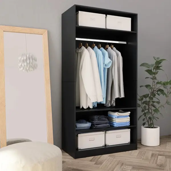 Gossi sifonier, negru, 100x50x200 cm, lemn prelucrat