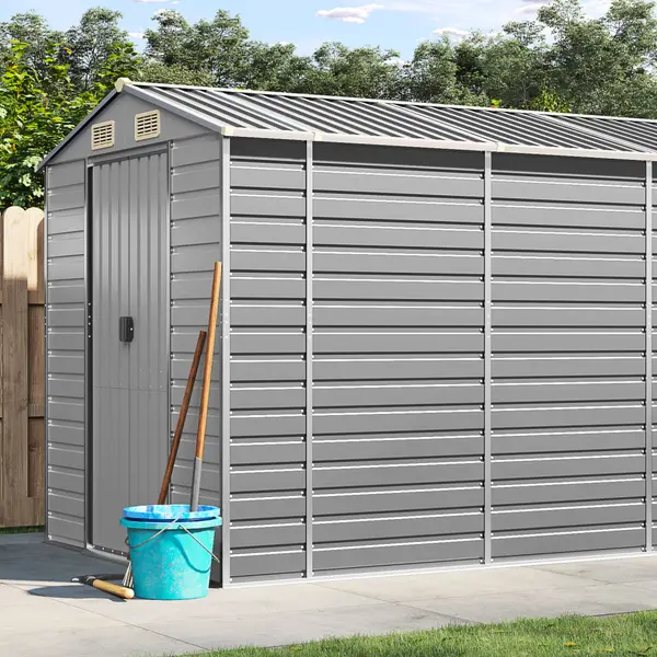 Gossi sopron de gradina, gri deschis, 191x980x198 cm, otel galvanizat