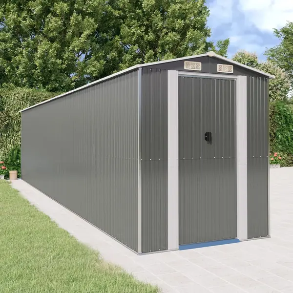 Gossi sopron de gradina, gri deschis, 192x855x223 cm, otel galvanizat