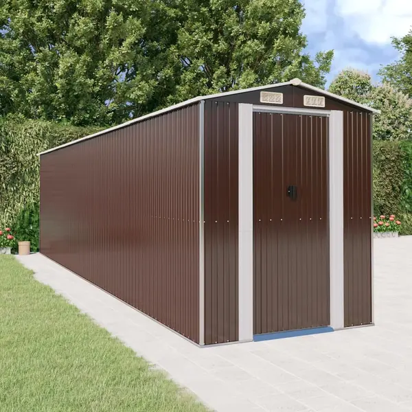 Gossi sopron de gradina, maro inchis, 192x772x223 cm, otel galvanizat