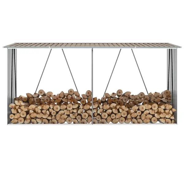 Gossi sopron depozitare lemne, maro, 330x84x152 cm, otel galvanizat