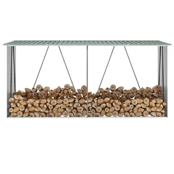 Gossi sopron depozitare lemne, verde, 330x84x152 cm, otel galvanizat