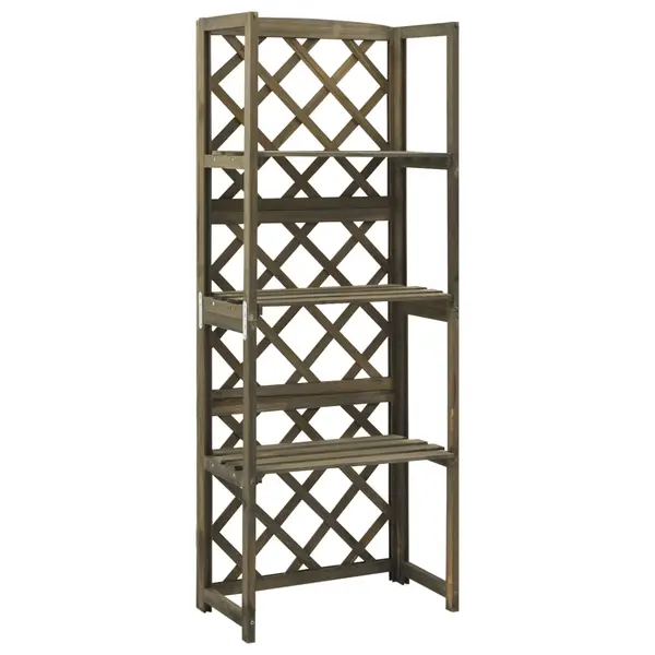 Gossi spalier cu rafturi, gri, 55x30x140 cm, lemn masiv brad