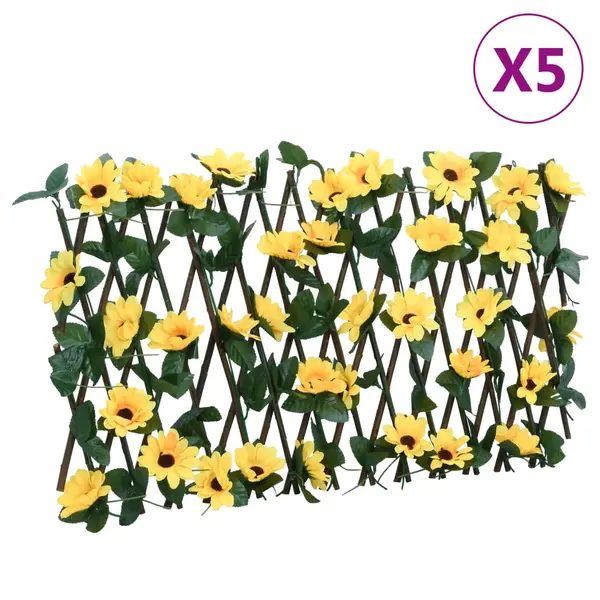 Gossi spalier iedera artificiala extensibil, 5 buc. galben, 180x20 cm