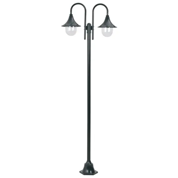 Gossi stalp cu lumini de gradina e27 220 cm, aluminiu 2 lampi, verde