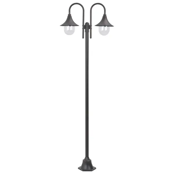 Gossi stalp cu lumini de gradina e27 220 cm, aluminiu 2 lampi, bronz