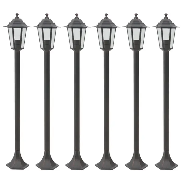 Gossi stalp iluminare gradina, 6 buc., bronz, 110 cm, aluminiu, e27