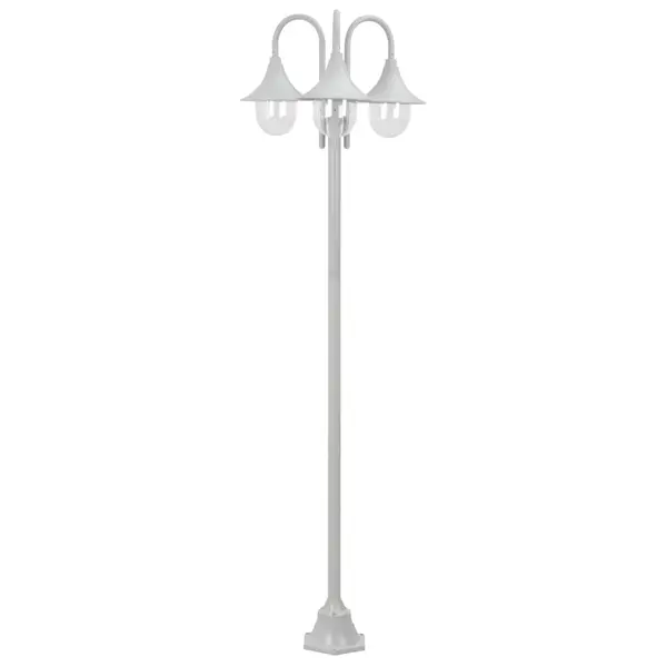 Gossi stalp iluminare gradina, e27, 220 cm, aluminiu, 3 lampi, alb