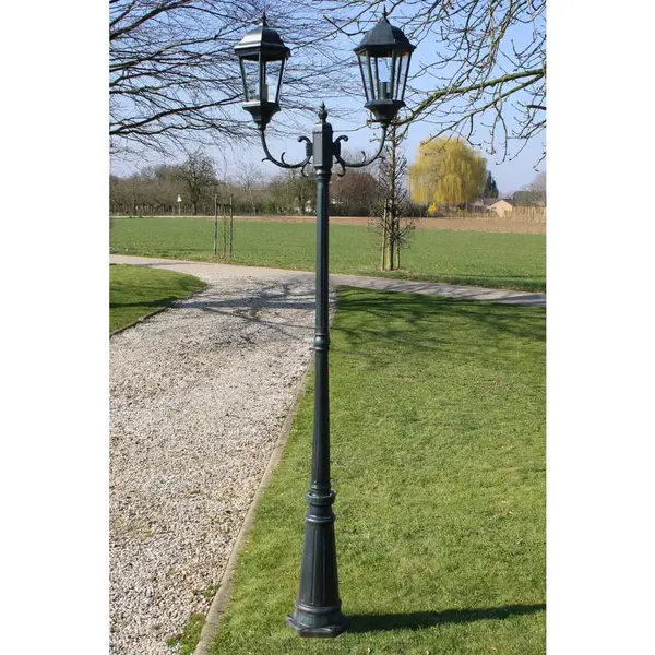 Gossi stalp lampa gradina 2 brate verde inchis/negru 230 cm aluminiu