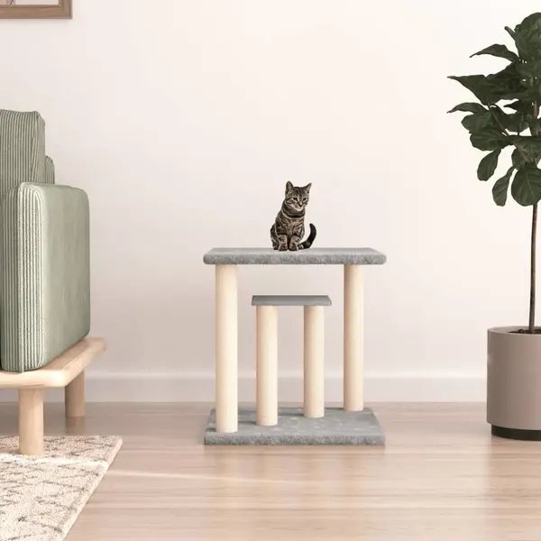 Gossi stalpi de zgariat pentru pisici cu platforme, gri deschis 50 cm