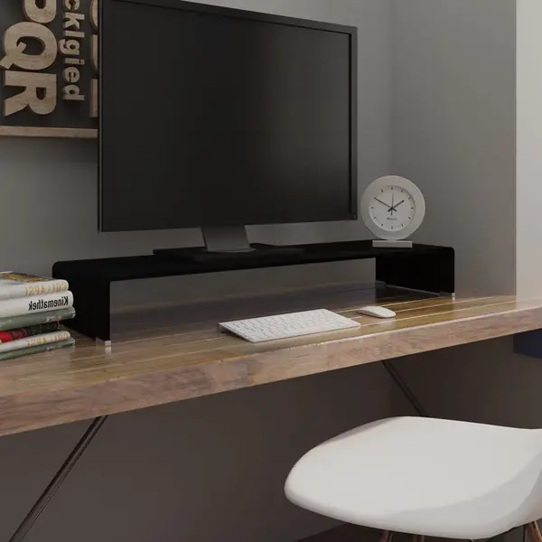 Gossi stand tv/suport monitor din sticla, 100x30x13 cm, negru