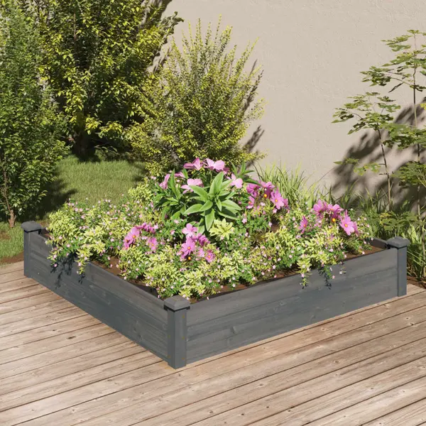 Gossi strat gradina inaltat cu captuseala gri 120x120x25 cm lemn brad