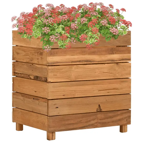 Gossi strat inaltat, 50x40x55 cm, lemn de tec reciclat si otel
