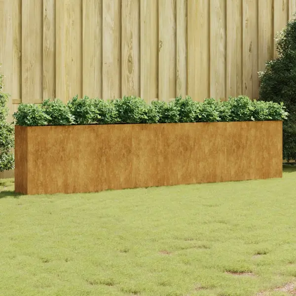 Gossi strat inaltat de gradina, 360x40x80 cm, otel corten