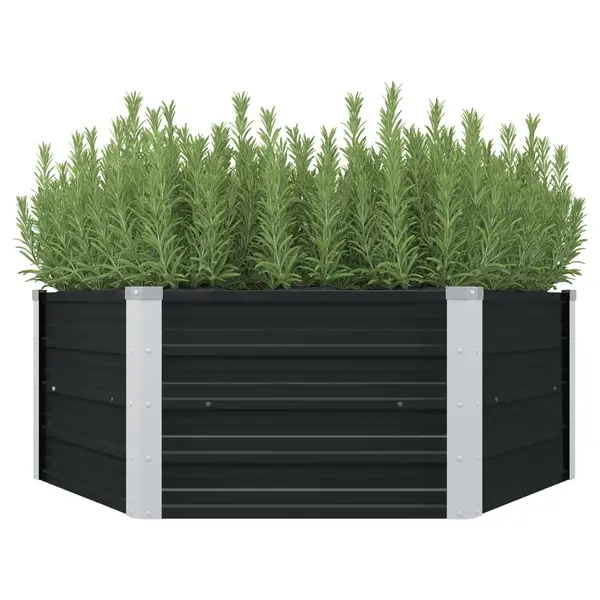 Gossi strat inaltat de gradina antracit 129x129x45 cm otel galvanizat