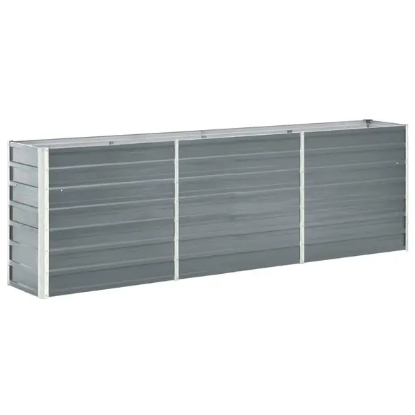 Gossi strat inaltat de gradina, gri, 240x40x77 cm, otel galvanizat