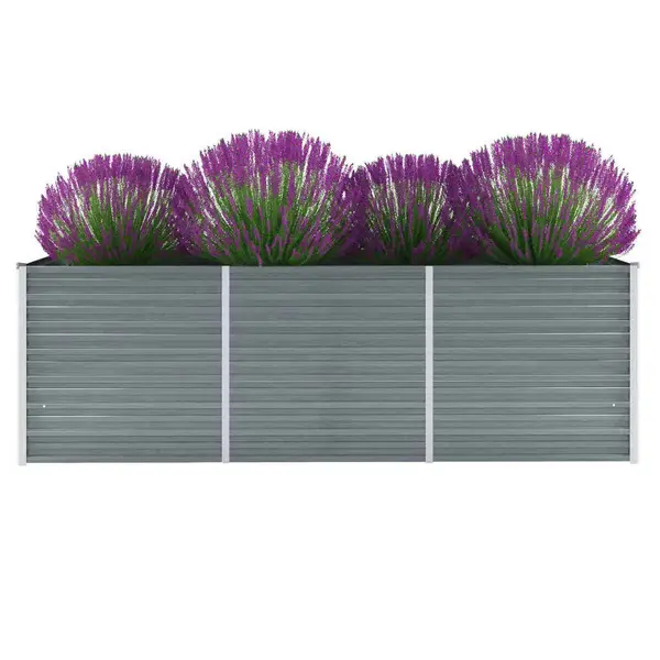 Gossi strat inaltat de gradina, gri, 240x80x77 cm, otel galvanizat