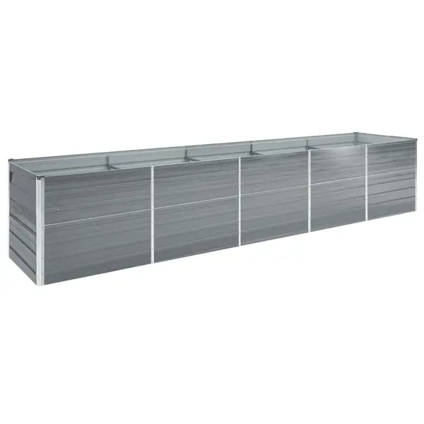 Gossi strat inaltat de gradina, gri, 400x80x77 cm, otel galvanizat