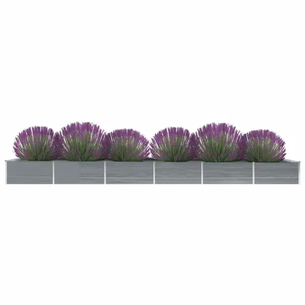 Gossi strat inaltat de gradina, gri, 600x80x45 cm, otel galvanizat