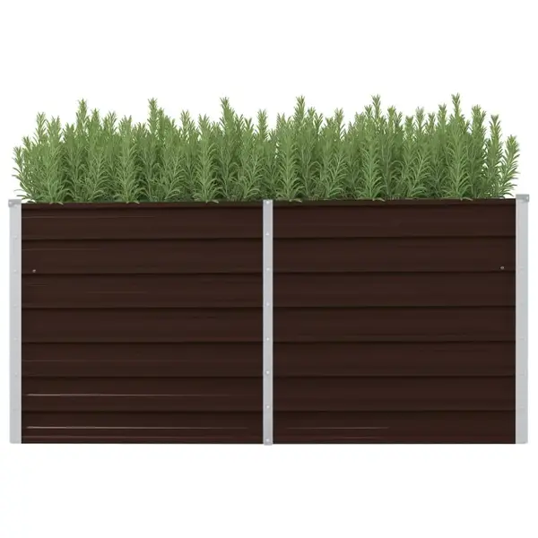 Gossi strat inaltat de gradina, maro, 160x40x77 cm, otel galvanizat