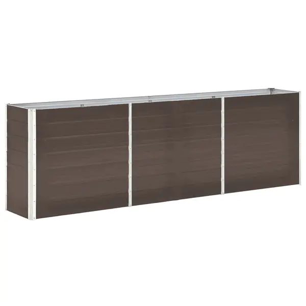 Gossi strat inaltat de gradina, maro, 240x40x77 cm, otel galvanizat