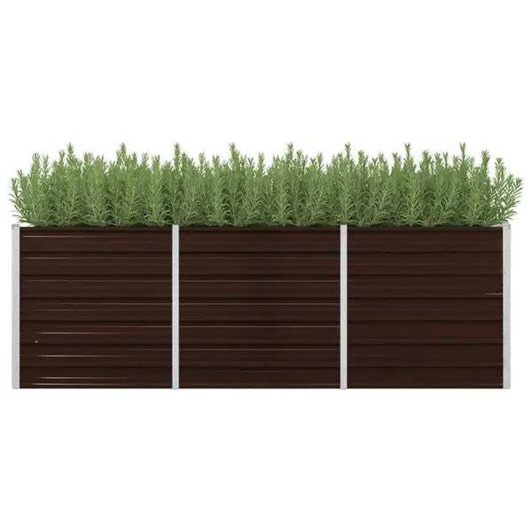 Gossi strat inaltat de gradina, maro, 240x80x77 cm, otel galvanizat