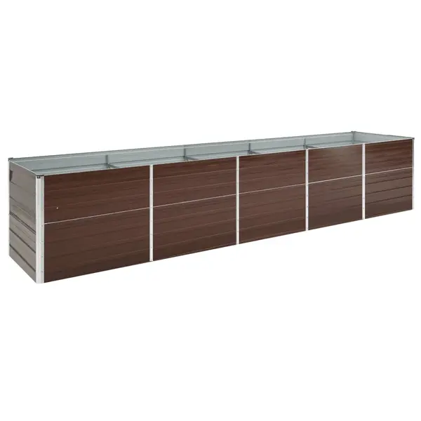 Gossi strat inaltat de gradina, maro, 400x80x77 cm, otel galvanizat