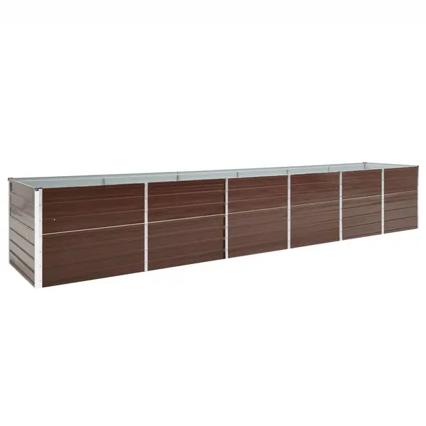 Gossi strat inaltat de gradina, maro, 480x80x77 cm, otel galvanizat